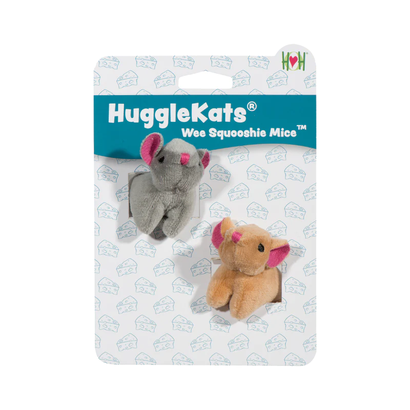 HuggleKats- Wee Squooshie Mice Plush With Pink Ears And Nose