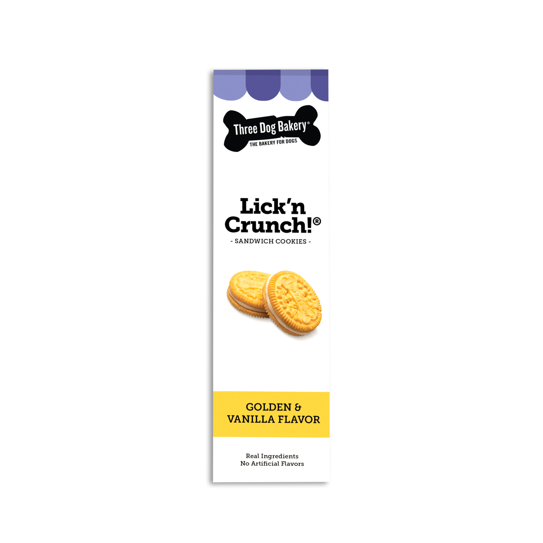 Three Dog Bakery - Lick' n Crunch Sandwich Cookies Golden & Vanilla Flavor Dog Treats