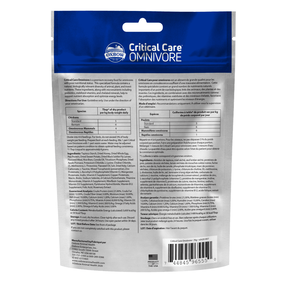 Critical Care Omnivore For Small Animals & Other Omnivore