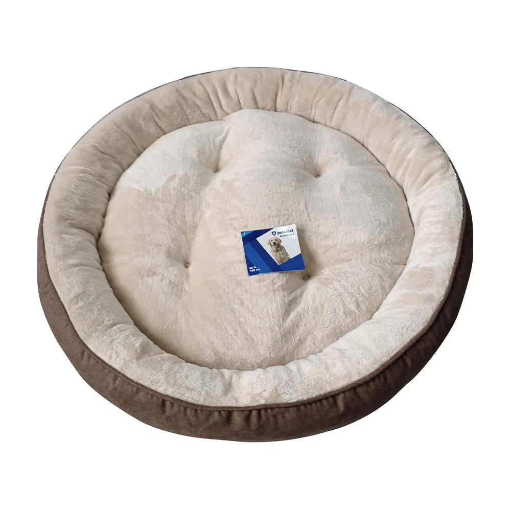 Plush Donut Bed for Dogs & Cats - Brown