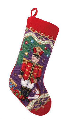 Christmas Soldier Needlepoint Embroidered Stocking