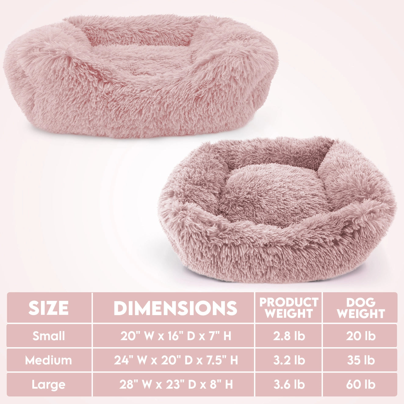 Precious Tails - Cuddler Round Luxe Faux Fur Pet Bed, Pink