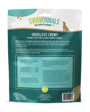 Gnawturals Hideless Chews - Peanut Butter Ribbed Knotted Bones