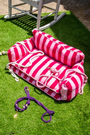 Dog Bed Sofa Striped Pretty Pink