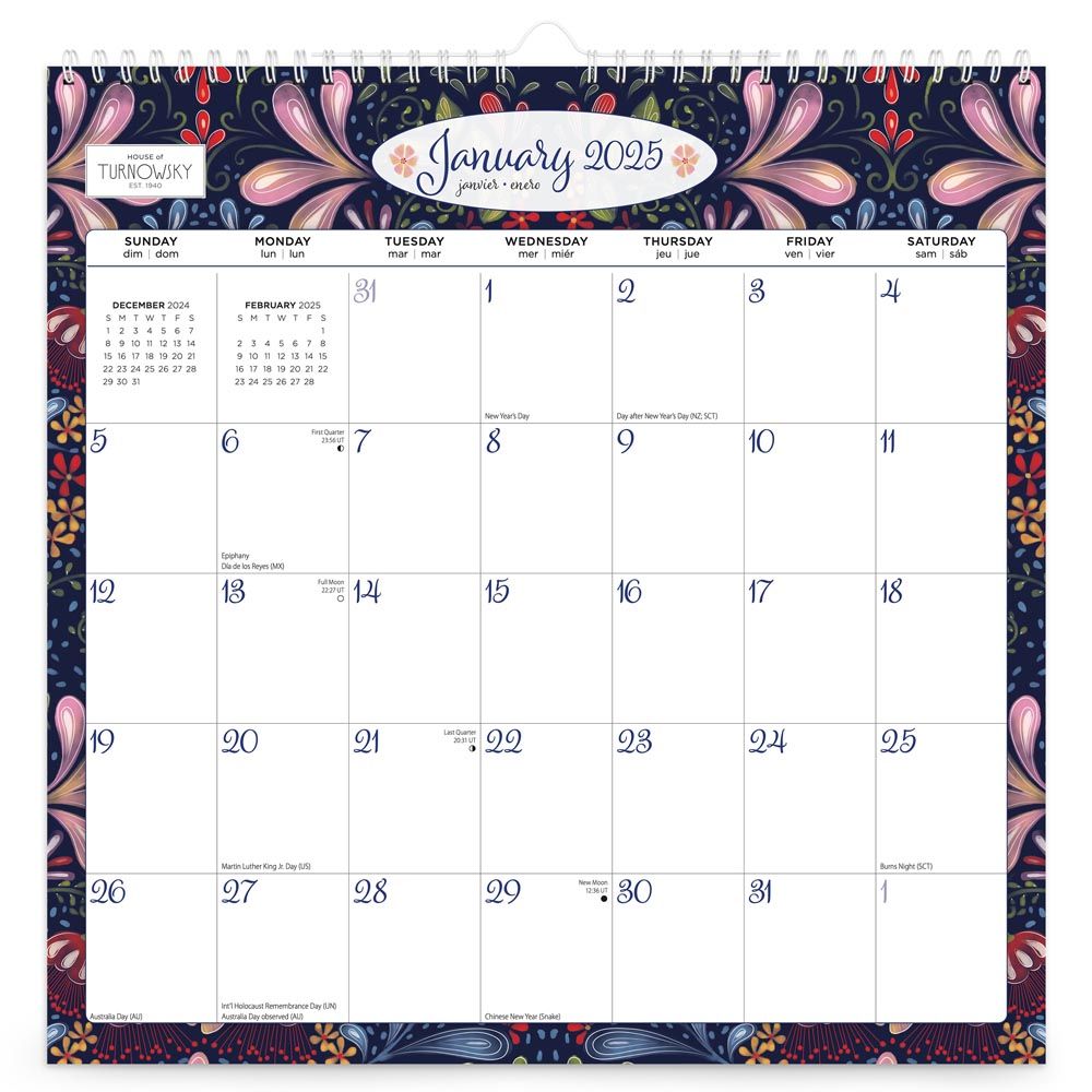 2025 House Of Turnowsky Floral Calendar