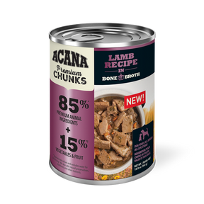 Champion Petfoods, Acana - All Dog Breeds, All Life Stages  Premium Chunks, Lamb Recipe in Bone Broth