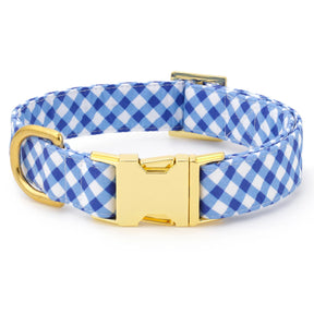 Dog Collar Gingham Summer Blue