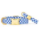 Dog Collar Gingham Summer Blue