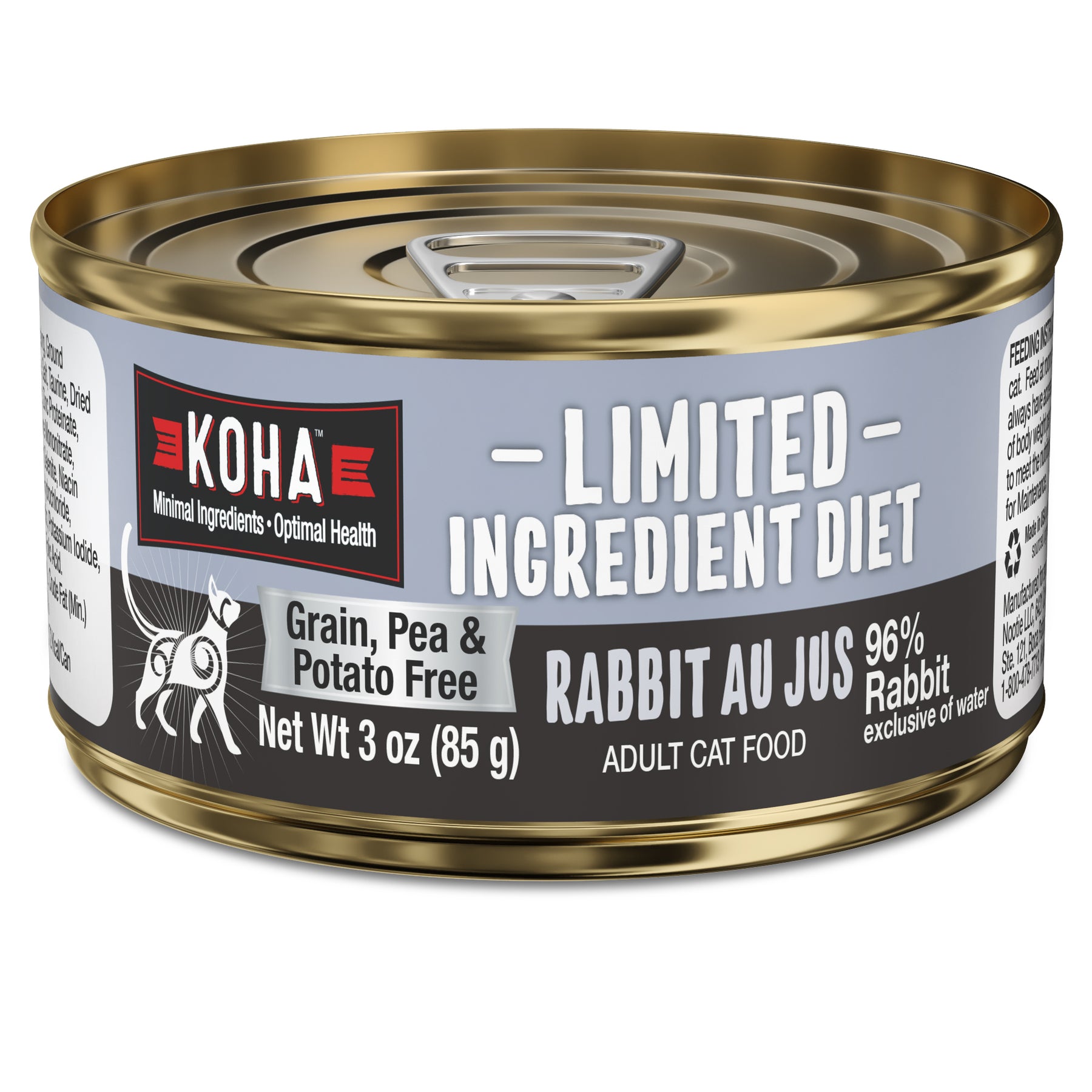 KOHA, Limited Ingredient Diet - All Breeds, Adult Cat Rabbit Au Jus Recipe Canned Cat Food