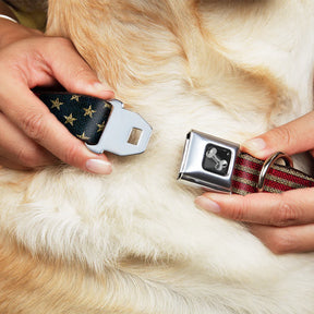 Buckle Down - Dog Bone Seatbelt Buckle Dog Collar, Vintage US Flag Stretch