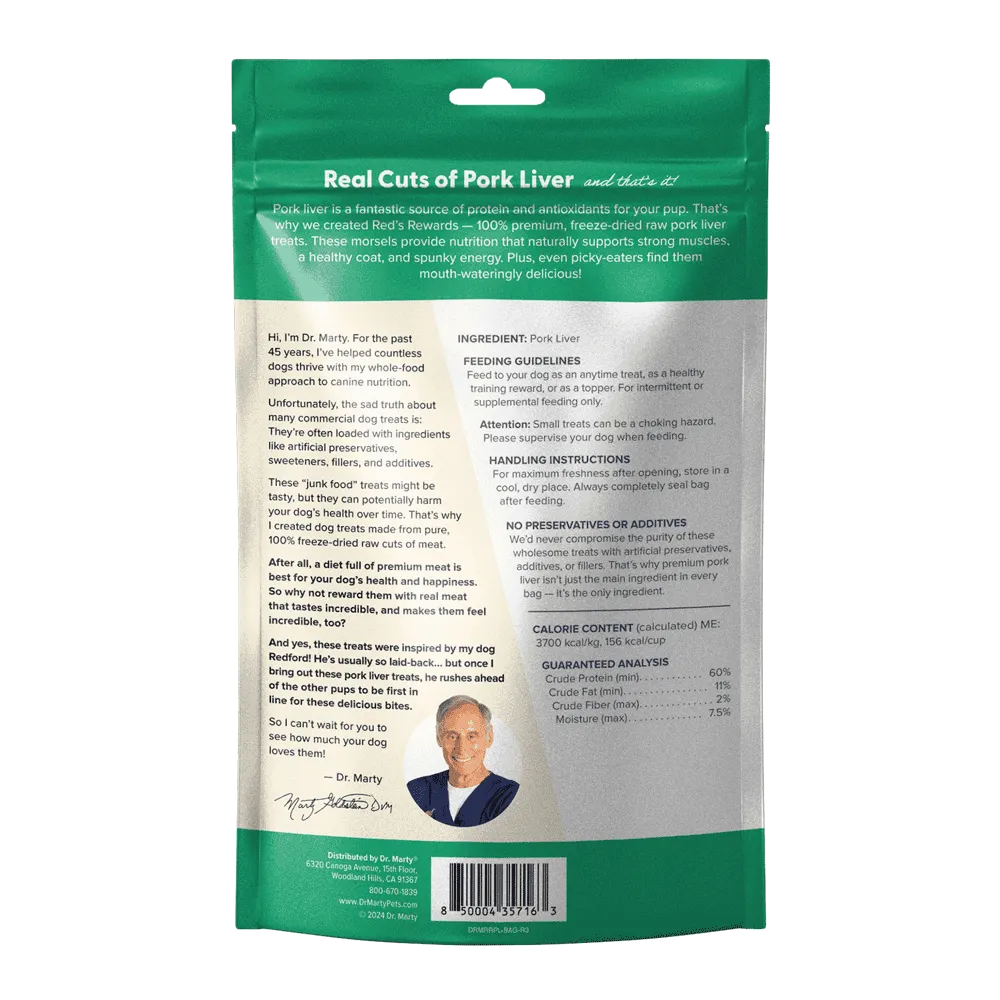 Dr Marty Red's Rewards Pork Liver Dog Treats