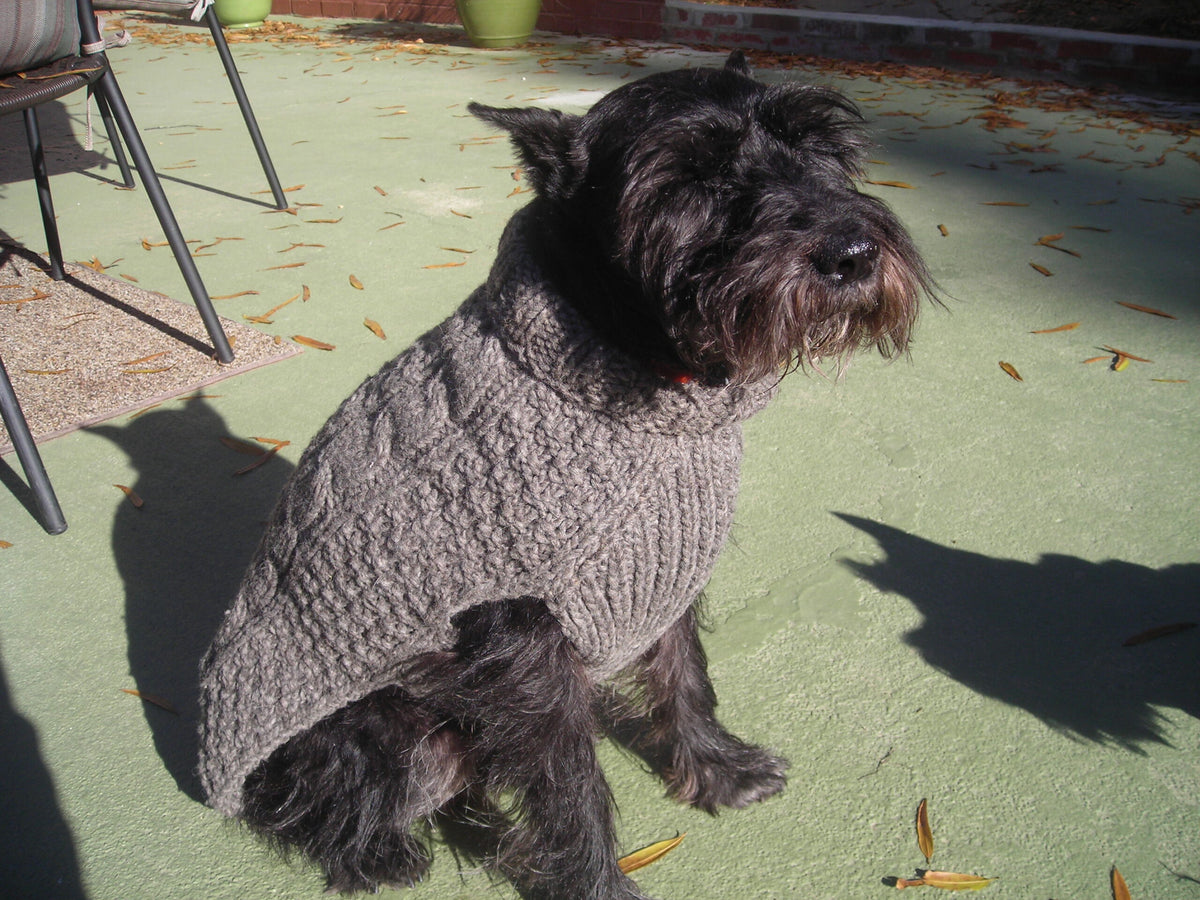 Dog Sweater Gray Cable Knit