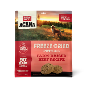 Champion Petfoods, Acana - All Dog Breeds, All Life Stages Freeze-Dried Patties, Farm-Raised Beef Recipe