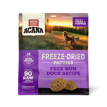 Champion Petfoods, Acana - All Dog Breeds, All Life Stages Freeze-Dried Patties, Free-Run Duck Recipe