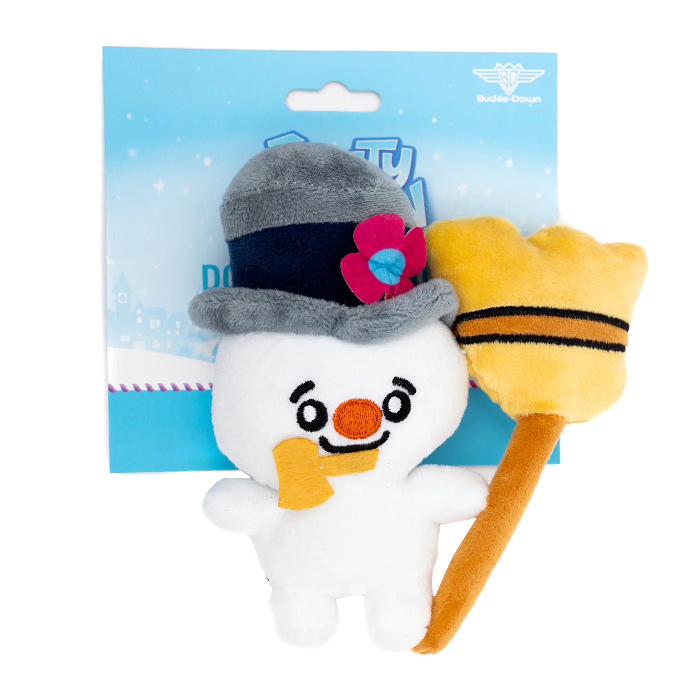 Buckle Down - Dog Toy Squeaker Plush Frosty the Snowman w/ Broom