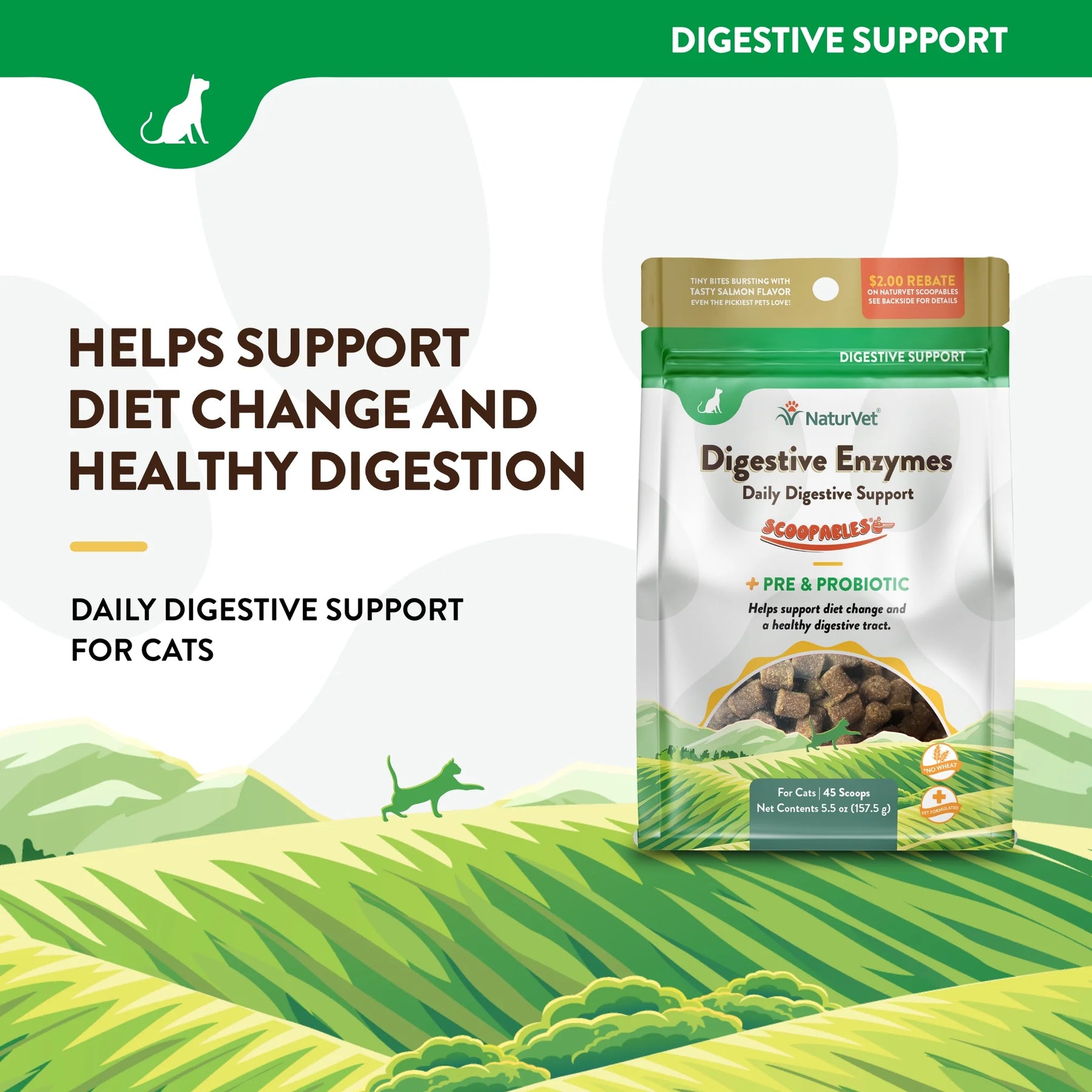 NaturVet - Scoopables Digestive Enzymes Daily Support Pre & Probiotic for Cats