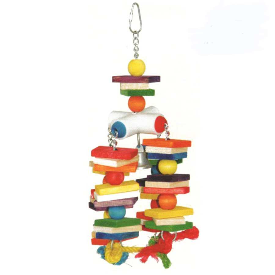 A & E Cage Company - 4 Chain & Wooden Blocks Bird Toy