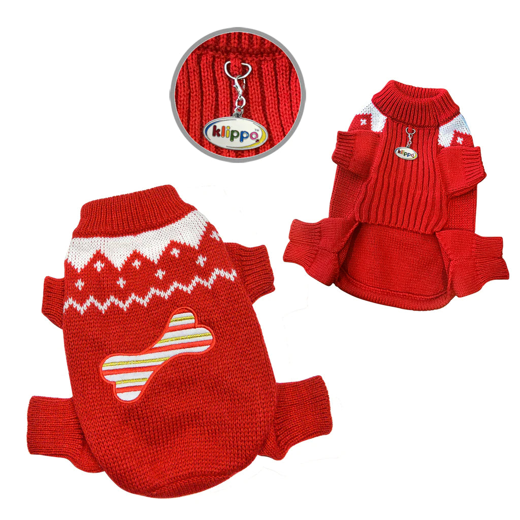 Klippo Holiday Sweater Bodysuit Candy Cane Bone