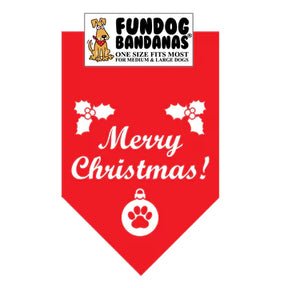 Dog Bandana Merry Christmas - Red