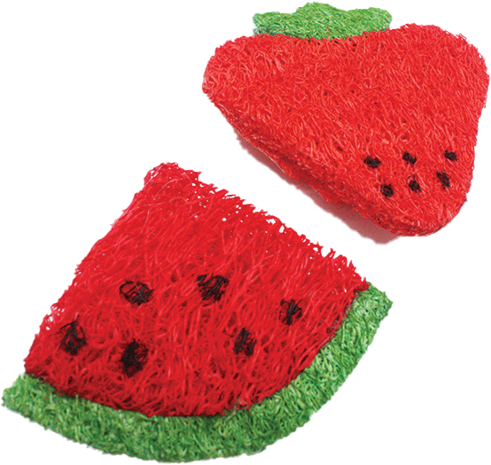 A & E Cage Company - Nibbles Small Animal Loofah Chew Toy, Strawberry & Watermelon