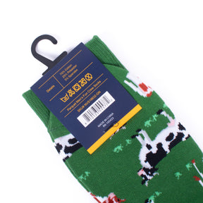 Selini New York - Socks Men's Cow on Green Field