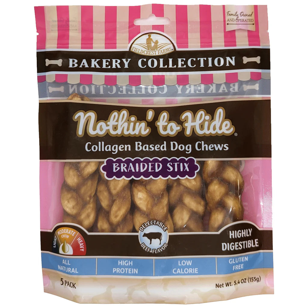 Nothin' To Hide Bakery Beef Braided Stick Dog Chews