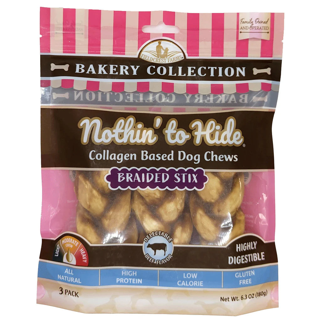 Nothin' To Hide Bakery Beef Braided Stick Dog Chews