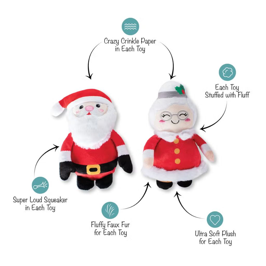 Petshop by Fringe Studio - Mr & Mrs Santa 2 piece Dog Toy