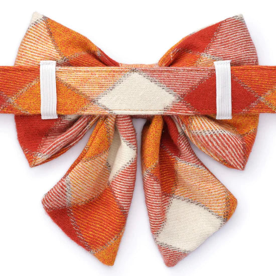 Dog Bow Lady Pumpkin Spice Plaid Flannel Fall