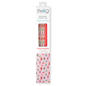 Swig - Howdy Holidays + Red Glitter Reusable Straws (6 pack)