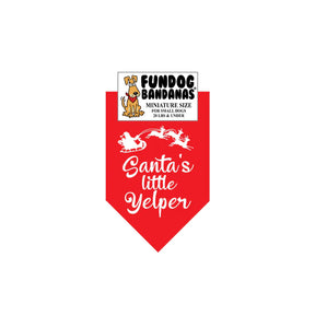 Dog Bandana Santa's Little Yelper - Red