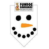 Dog Bandana Snowman Face - White