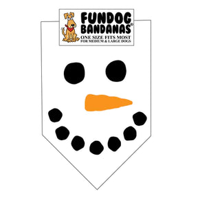 Dog Bandana Snowman Face - White