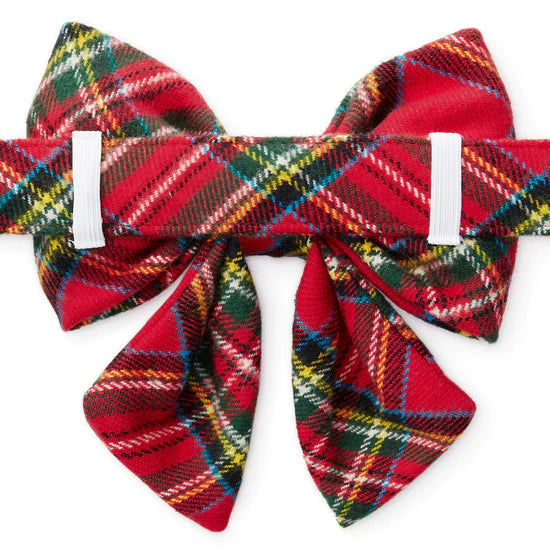 Dog Bow Lady Tartan Plaid Flannel Christmas