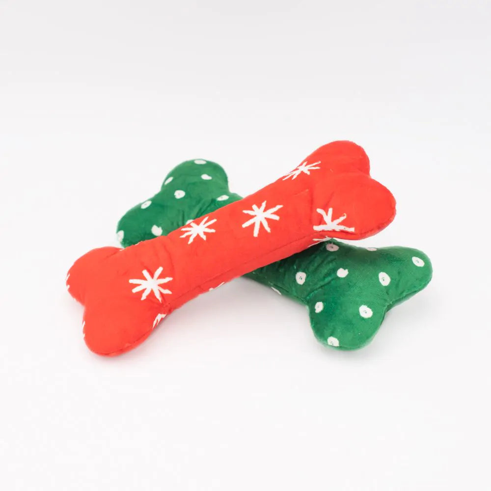 ZippyPaws - Holiday Patterned Bones Dog Toy