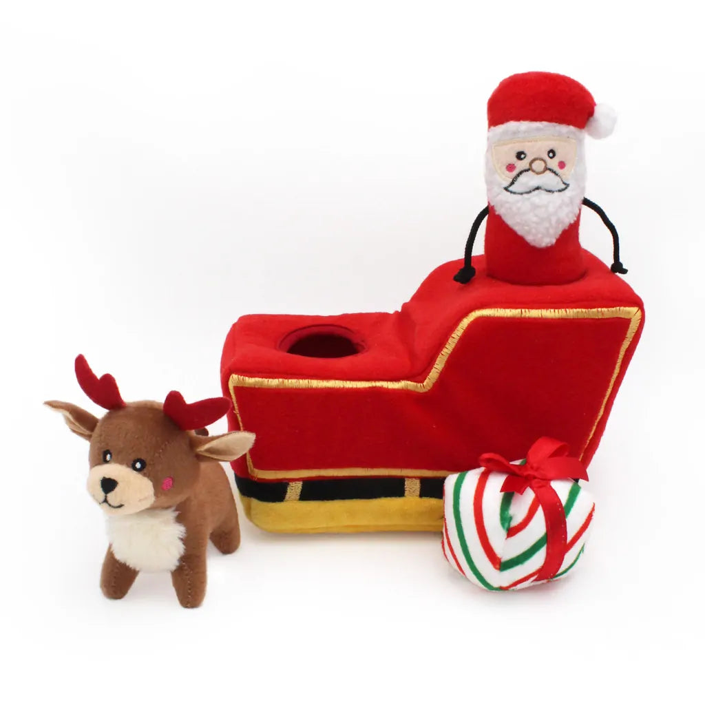 ZippyPaws - Holiday Burrow Santa's Sleigh Dog Toy