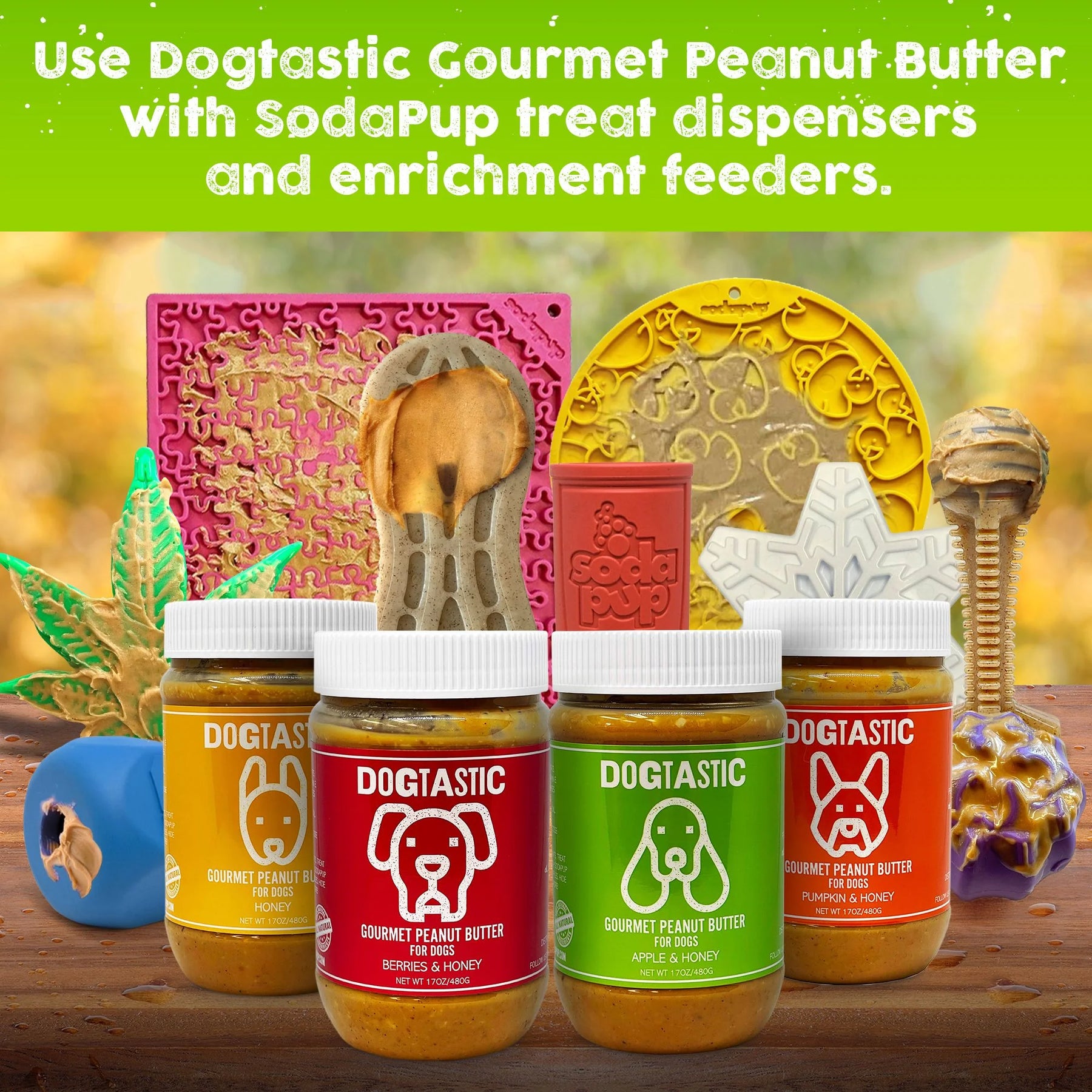 Dogtastic Gourmet Peanut Butter, Pumpkin, Honey for Dogs