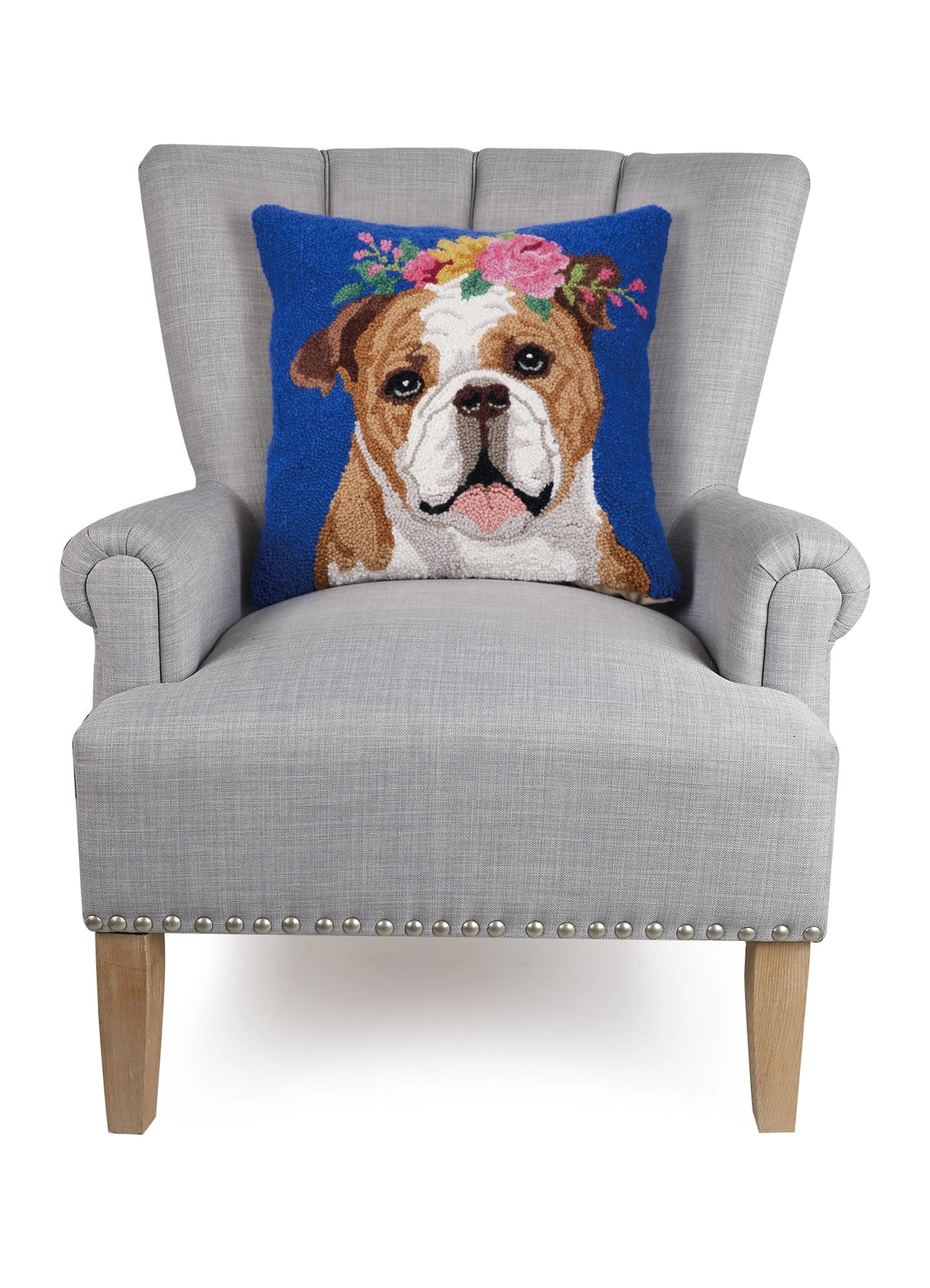 Pillow Hook Floral Bulldog