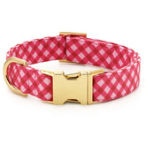 Raspberry Gingham Valentine's Day Dog Collar