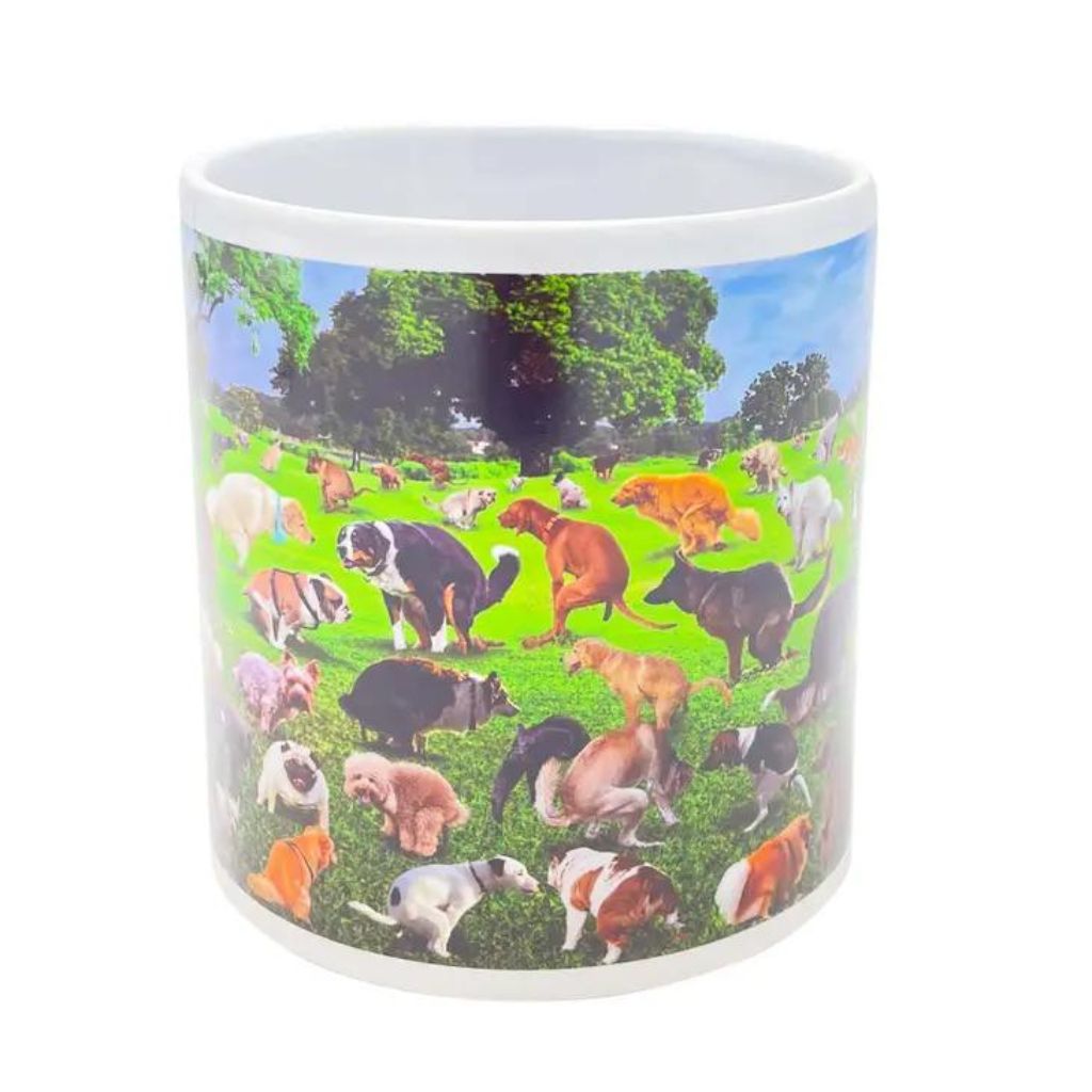 Island Dog Pooping Puppies Mug