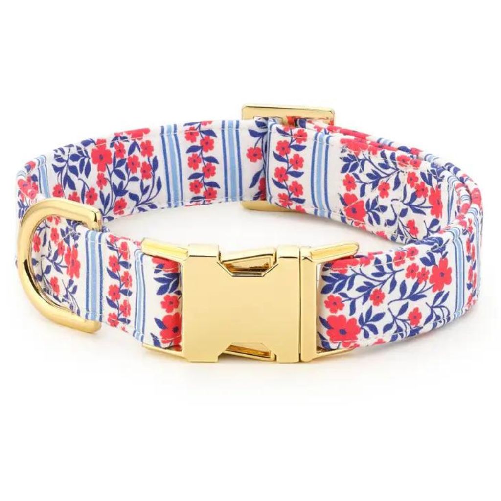 Dog Collar Red, White and Bloom