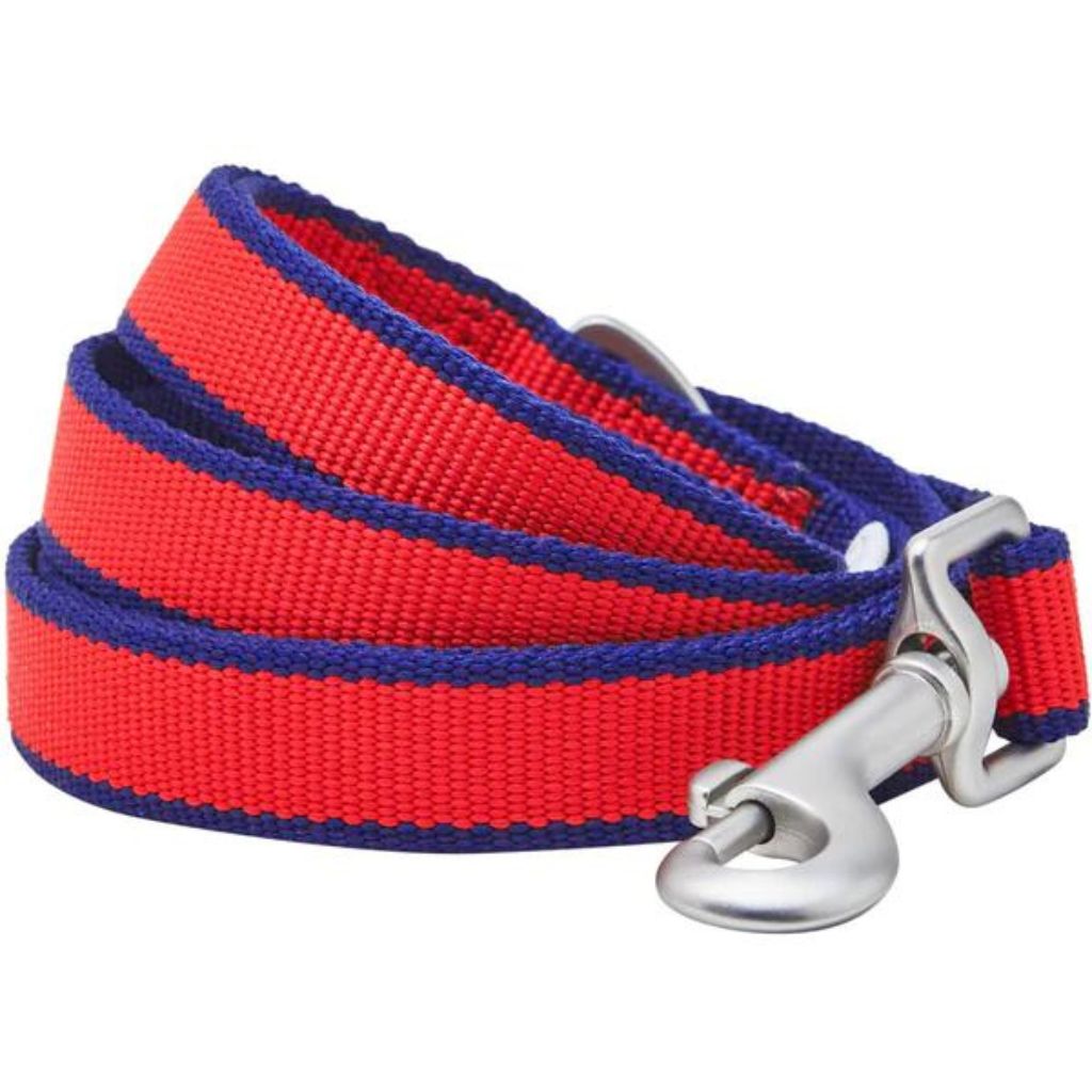 Contrast Stripe Red/Navy Dog Leash