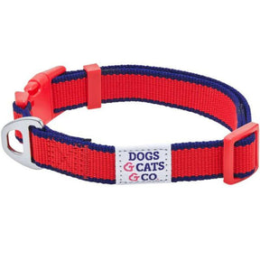 Contrast Stripe Red/Navy Dog Collar