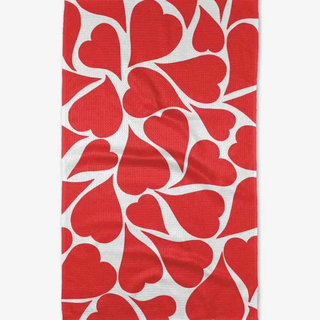 Geometry - Tea Towel Red Hearts