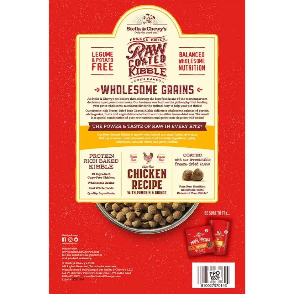 Stella & Chewy's - Chicken Recipe with Pumpkin and Quinoa Raw Coated Kibble Wholesome Grains