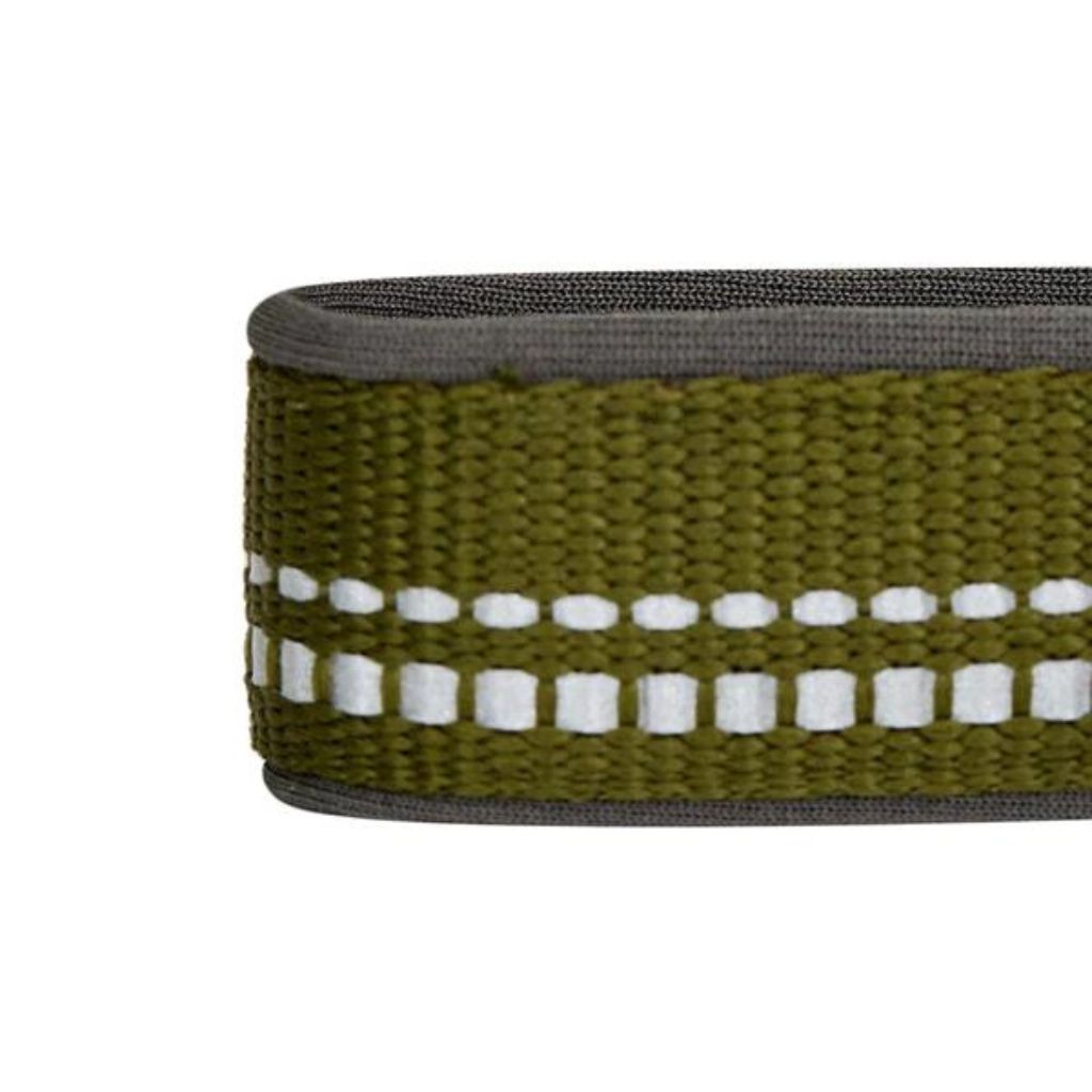 Olive Green | 3M Reflective Neoprene Padded Dog Collar