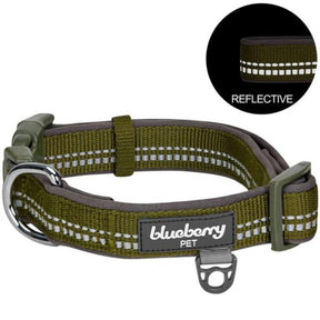 Olive Green | 3M Reflective Neoprene Padded Dog Collar