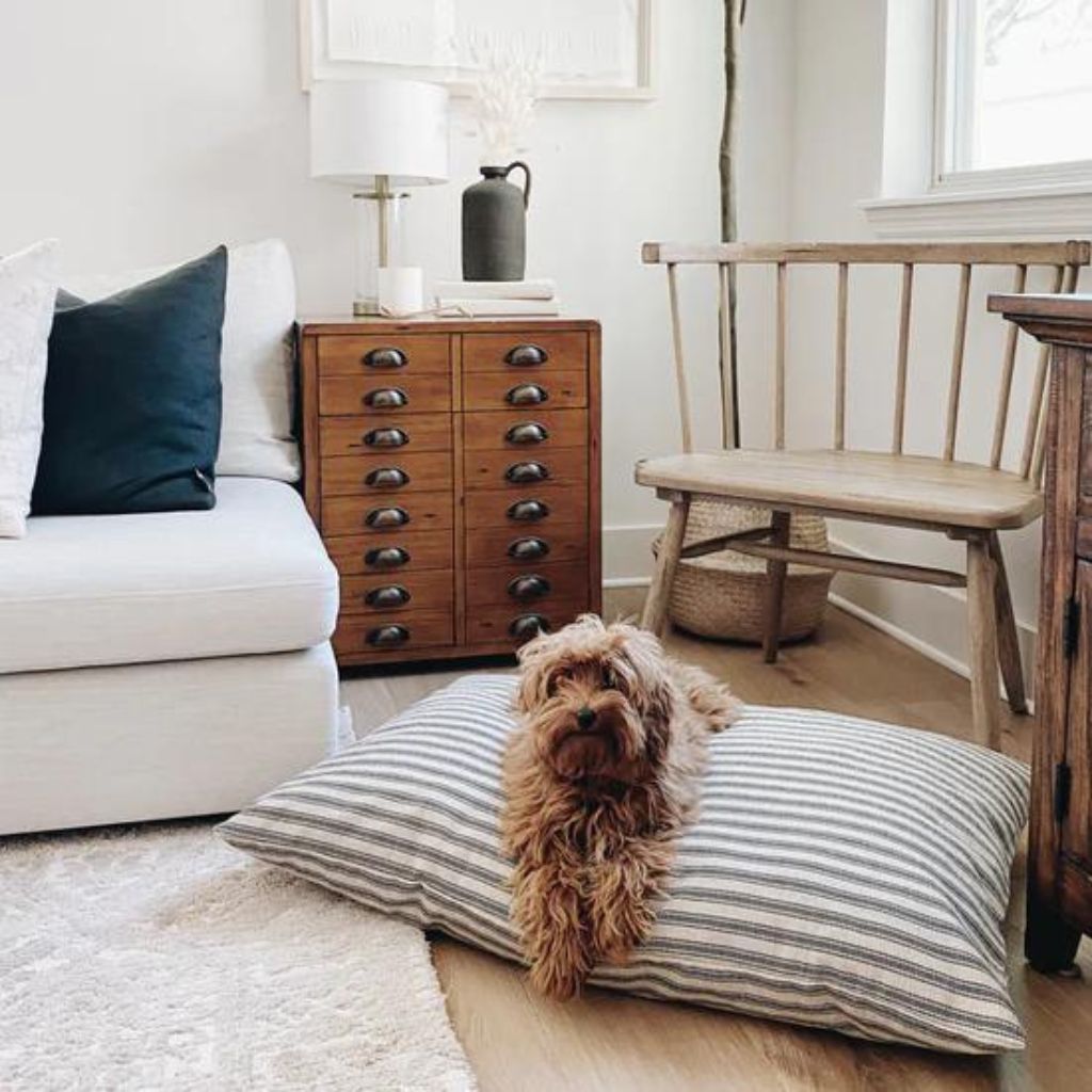 Ticking Stripe Dog Bed