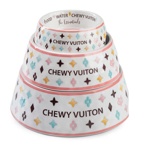 Haute Diggity Dog - Checker Chewy Vuiton White Dog Bowl