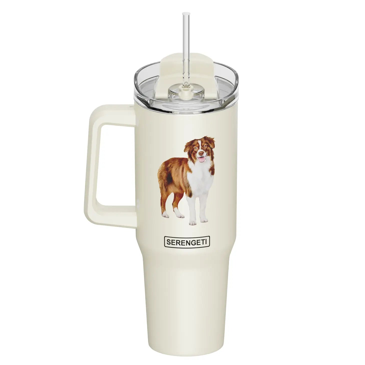 Tumbler with Handle & Straw Australian Shepherd